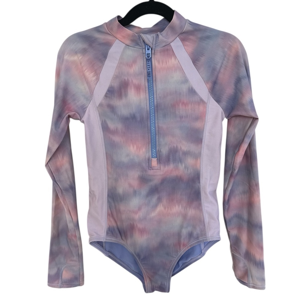 Athleta Girl Long Sleeve One Piece Swimsuit/Rashguard Zip Front